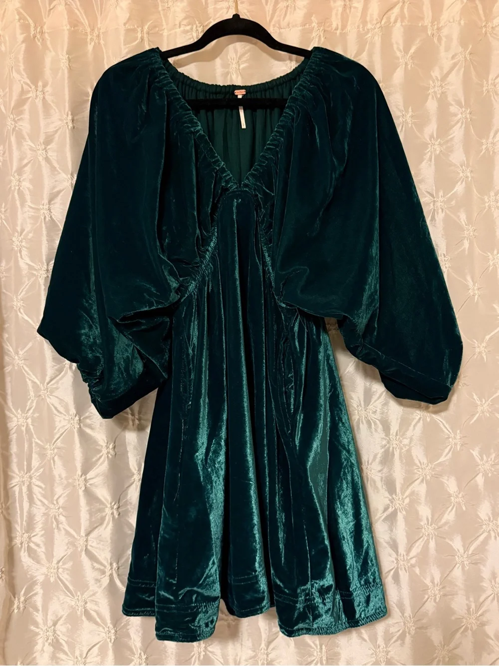 Free People Portia Velvet Mini Dress Emerald Green